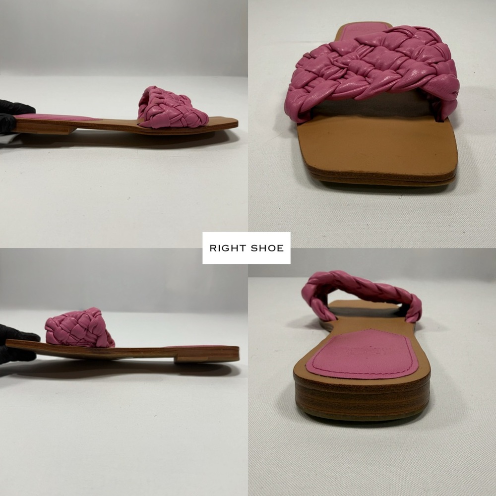 Braided Leather Marc Fisher Pink Square Toe Slide Sandals Size 10M - Picture 2 of 6